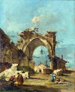 欧洲12-19世纪油画六_GUARDI, Francesco - A Caprice with a Ruined Arch
